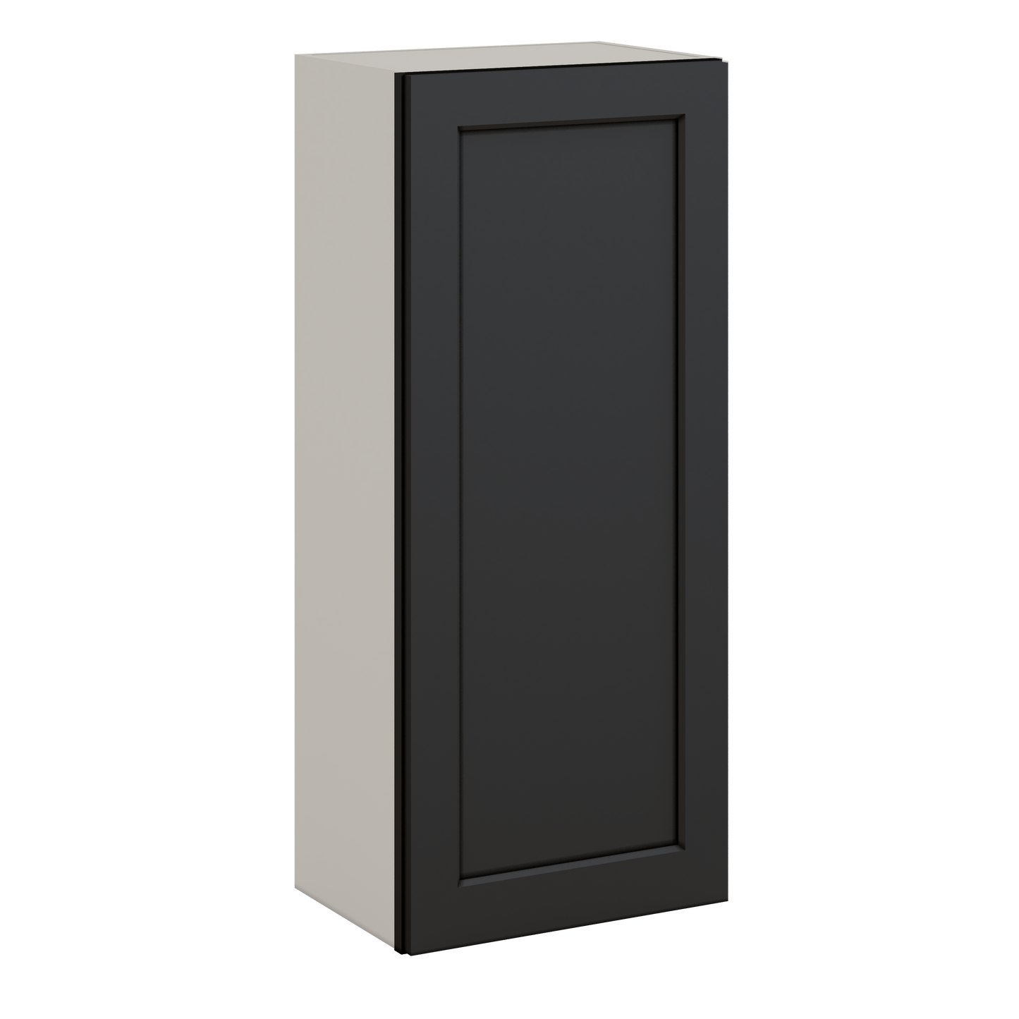 42" Tall 15HNS Hermosa Noir Black Shaker 1-1/4" Overlay Wall Cabinet - Single Door 9", 12", 15", 18", 21"