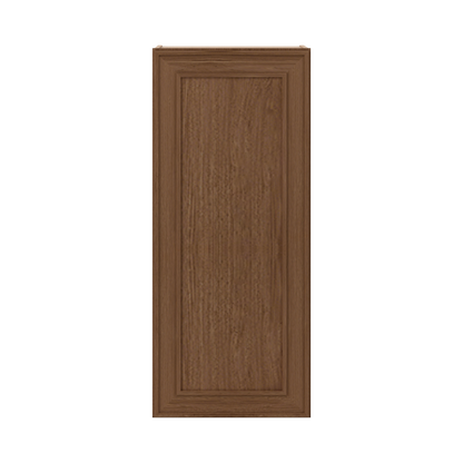 42" Tall Single Door 9", 12", 15", 18" & 21" Elegant Craftsman Mocha Shaker 1-1/4" Overlay Wall Cabinet