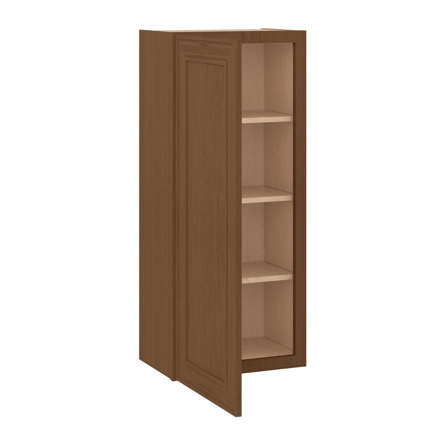42" Tall Single Door 9", 12", 15", 18" & 21" Elegant Craftsman Mocha Shaker 1-1/4" Overlay Wall Cabinet