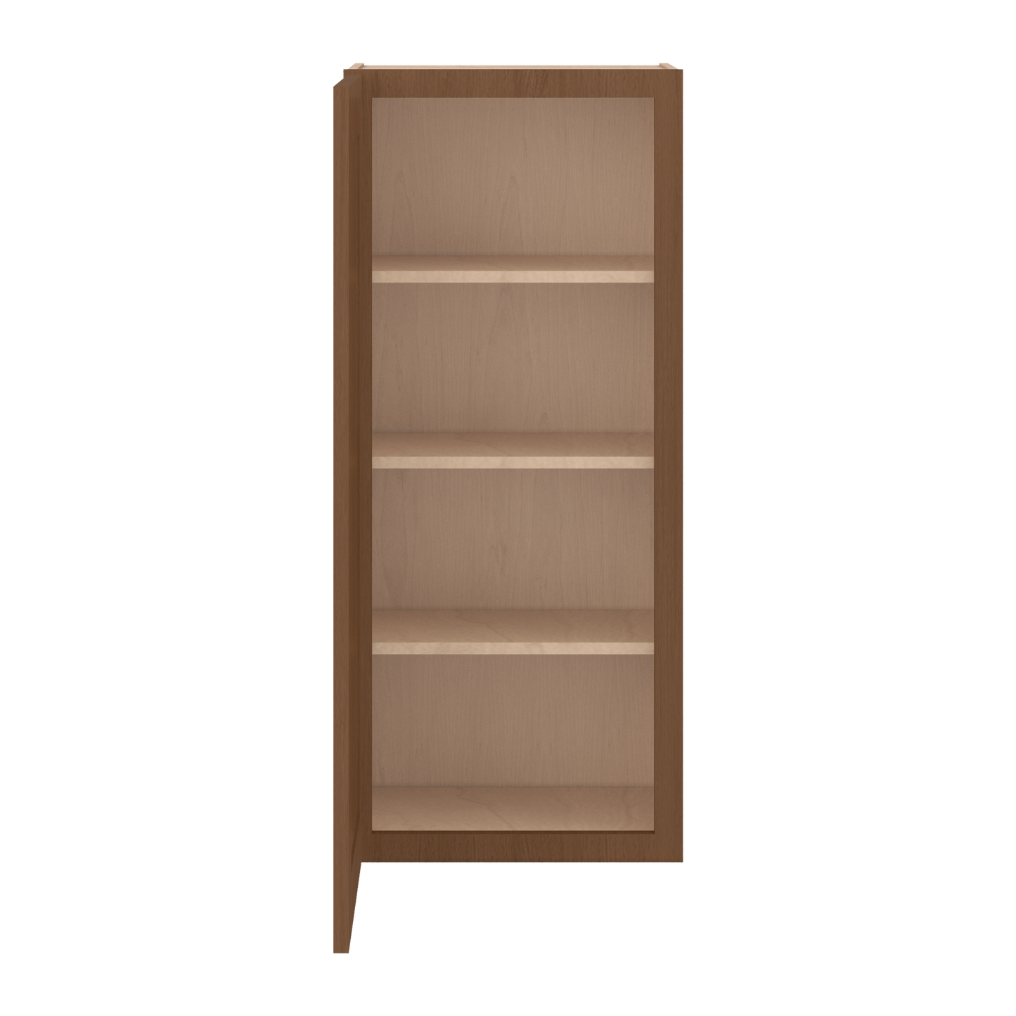 42" Tall Single Door 9", 12", 15", 18" & 21" Elegant Craftsman Mocha Shaker 1-1/4" Overlay Wall Cabinet
