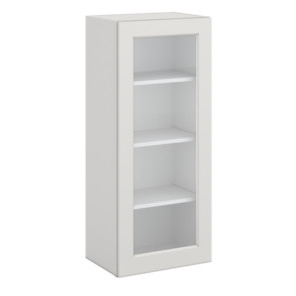 W1842 Wall 42 Inches Tall Glass Front Ready White Shaker