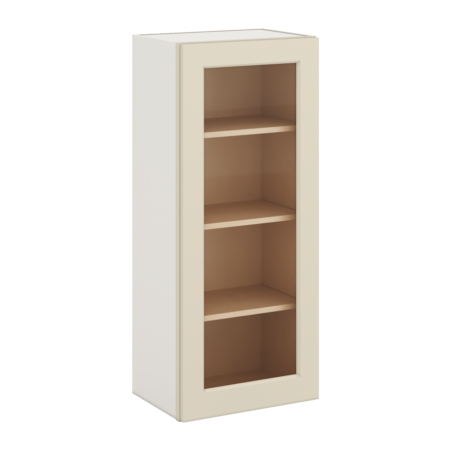 42" Tall Manhattan Cream Shaker 1-1/4" Overlay Glass Ready Wall Cabinet - Single Door 9", 12", 15", 18", 21"