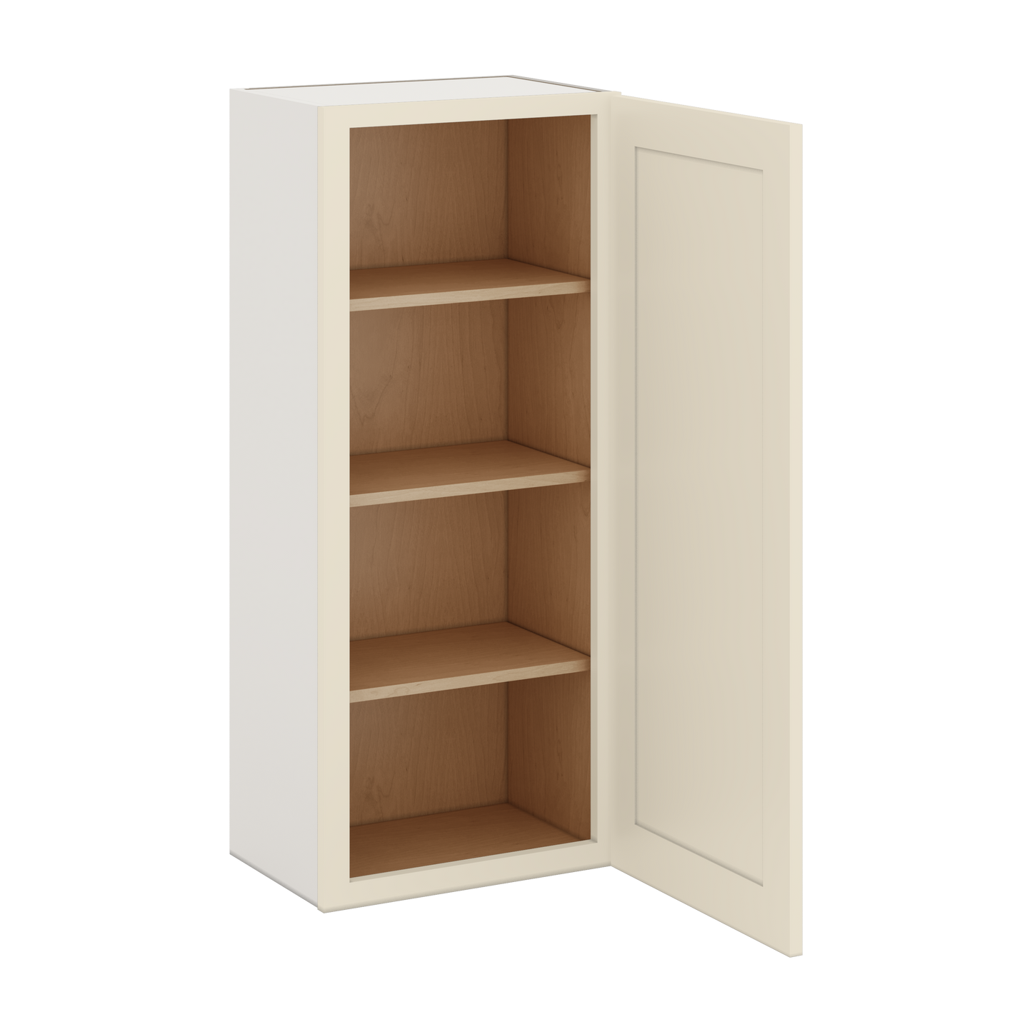 42" Tall Manhattan Cream Shaker 1-1/4" Overlay Wall Cabinet - Single Door 9", 12", 15", 18", 21"