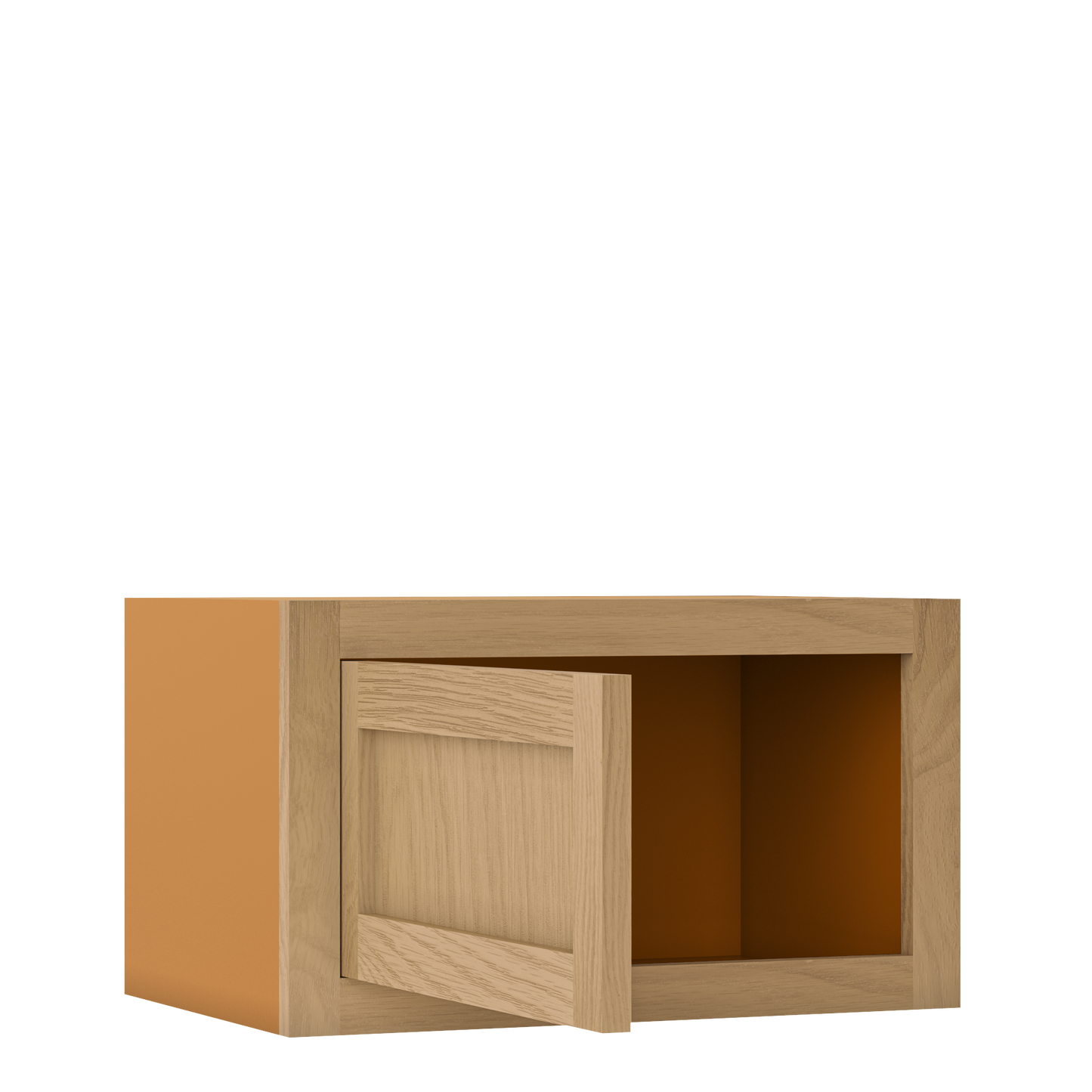 12" Tall Inset Oak Shaker Wall Cabinet - Single Door 9" to 21" Wide - Special Order