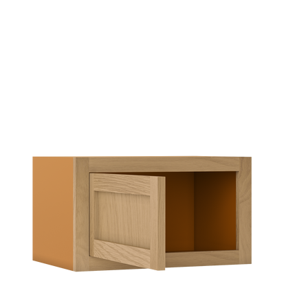 12" Tall Inset Oak Shaker Wall Cabinet - Single Door 9" to 21" Wide - Special Order