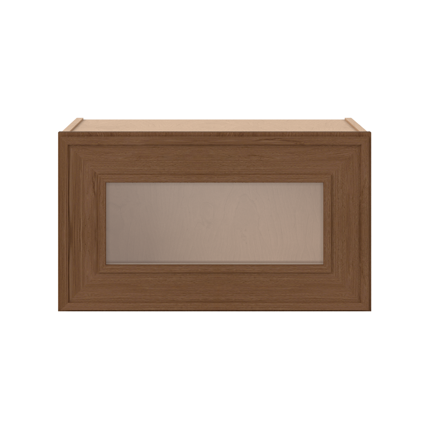 12" Tall 12" Deep - 12", 15", 18", 21", 24", 27", 30", 33" & 36" Wide Glass Door Stacker | Wall Mocha Elegant Oak Craftsman Shaker 1-1/4" Overlay Wall Cabinet