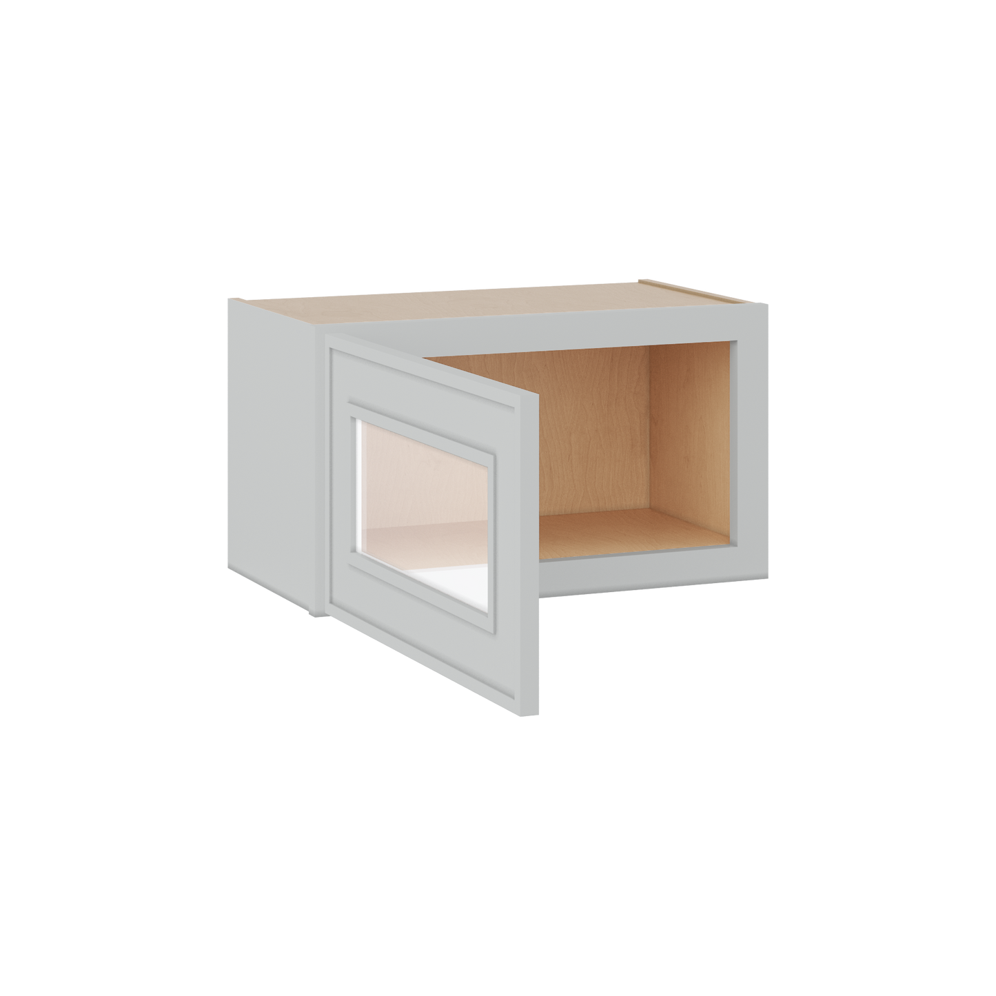 12" Tall 12" Deep Glass Door Stacker | Wall White Elegant Oak Craftsman Shaker 1-1/4" Overlay Wall Cabinet -  12", 15", 18", 21", 24", 27", 30", 33" & 36" Wide