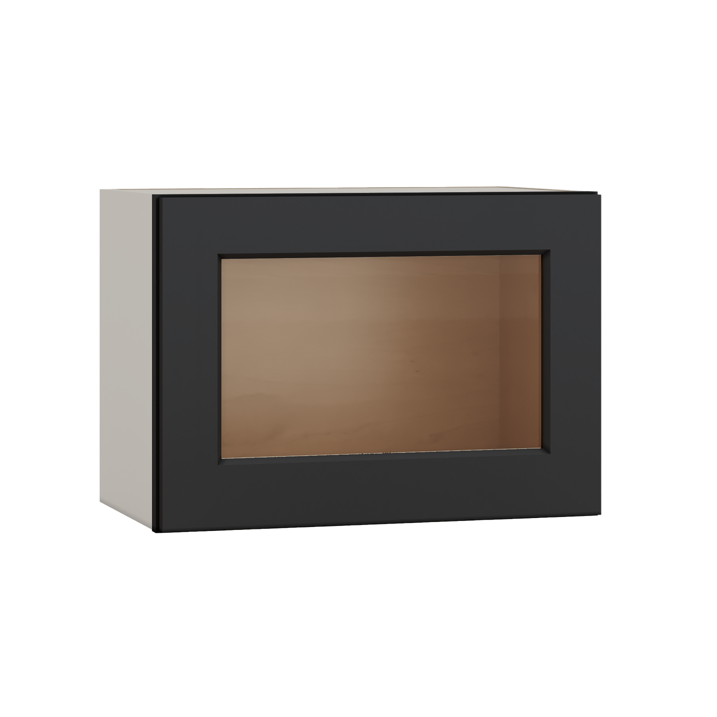 15" Tall 15HNS Hermosa Noir Black Shaker Stackable Glass Ready Wall Cabinet - Single Door 9", 12", 15", 18" & 21" Wide