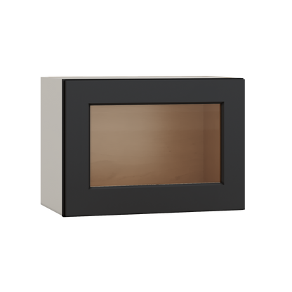 15" Tall 15HNS Hermosa Noir Black Shaker Stackable Glass Ready Wall Cabinet - Single Door 9", 12", 15", 18" & 21" Wide