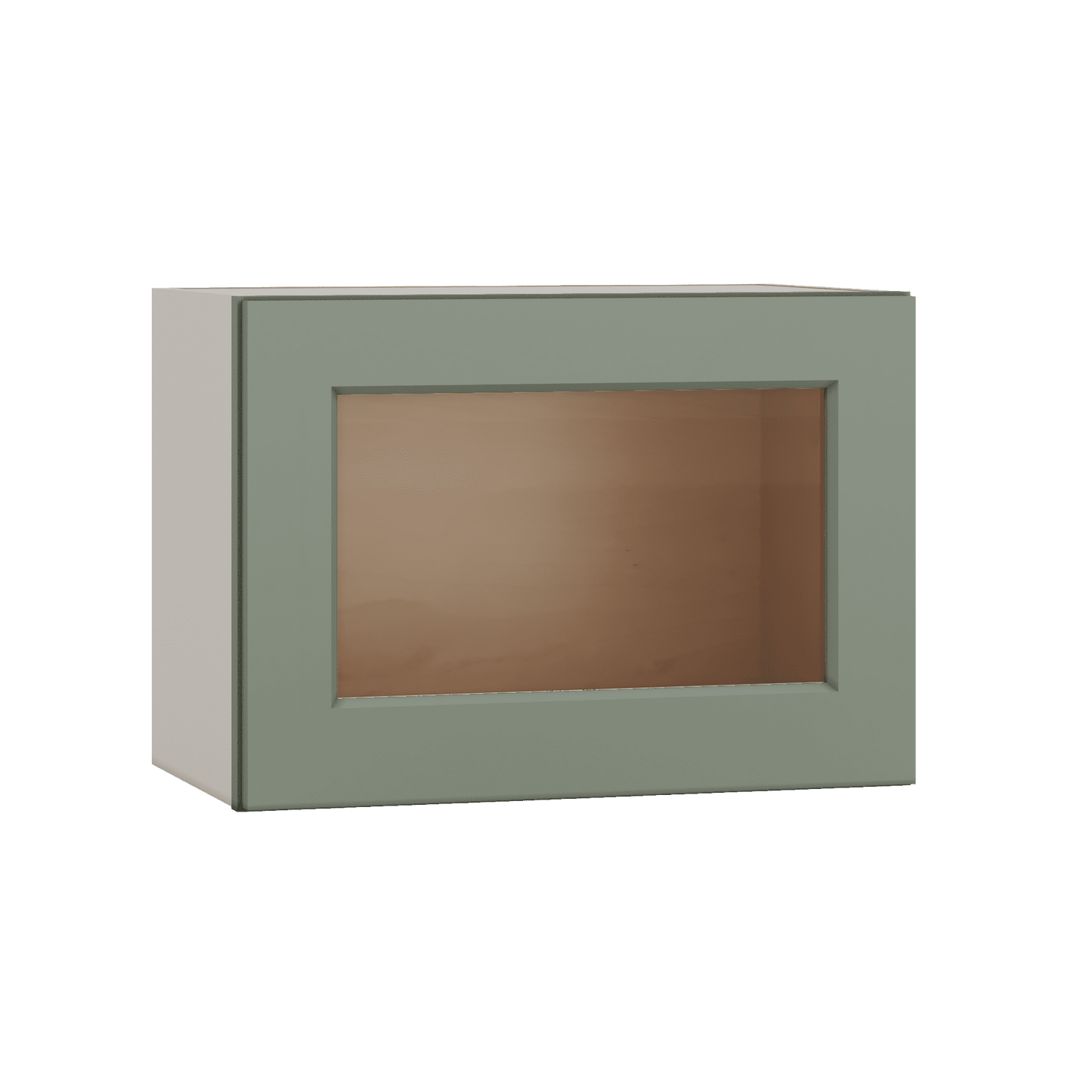 15" Tall Green Shaker Stackable Glass Ready Wall Cabinet - Single Door 9", 12", 15", 18" & 21" Wide
