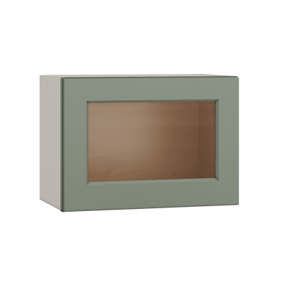 Stackable Wall Cabinet - Single Door 9", 12", 15", 18" & 21" Wide Green Shaker