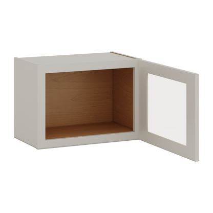 15" Tall 27LGDS Laguna Gray Double Shaker Stackable Glass Ready Wall Cabinet - Single Door 9", 12", 15", 18" & 21" Wide