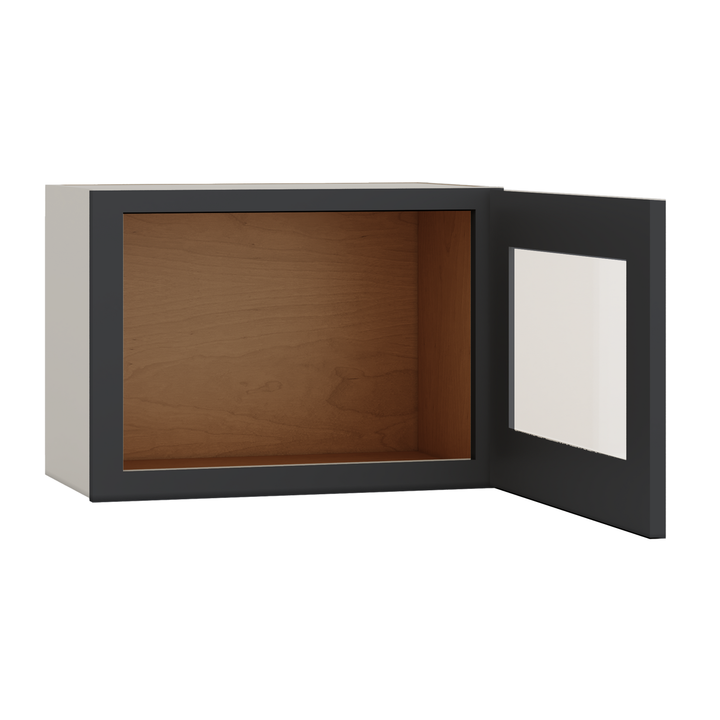 15" Tall 15HNS Hermosa Noir Black Shaker Stackable Glass Ready Wall Cabinet - Single Door 9", 12", 15", 18" & 21" Wide