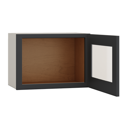 15" Tall 15HNS Hermosa Noir Black Shaker Stackable Glass Ready Wall Cabinet - Single Door 9", 12", 15", 18" & 21" Wide
