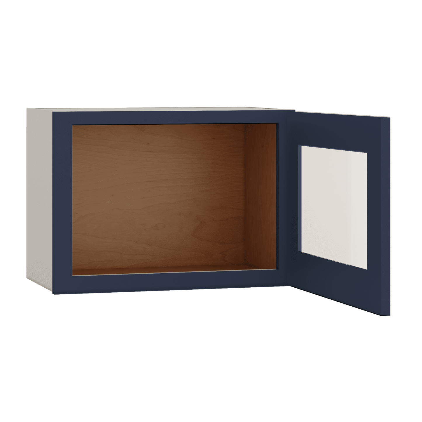 15" Tall NB29-Naval Blue Shaker Stackable Glass Ready Wall Cabinet - Single Door 9", 12", 15", 18" & 21" Wide