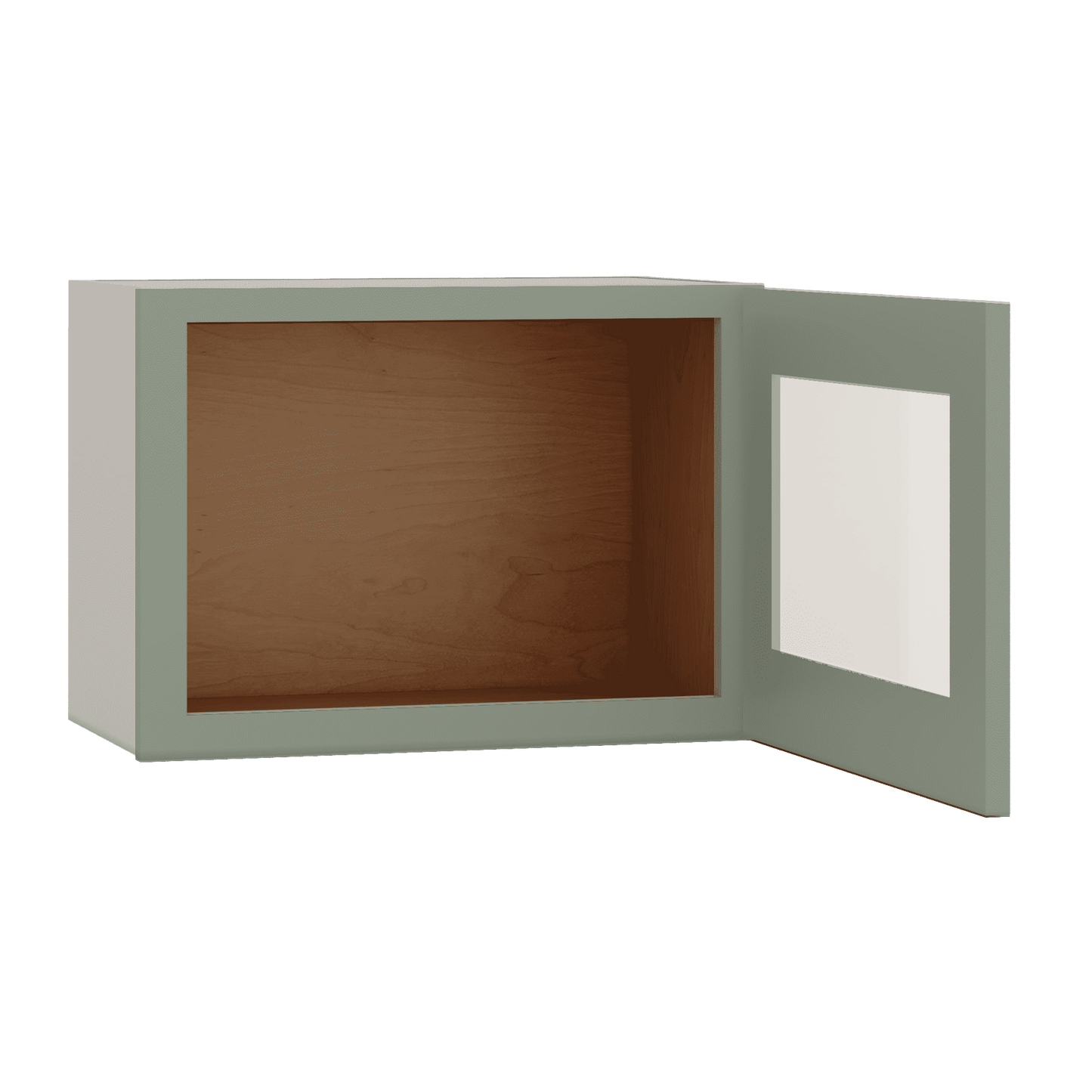Stackable Wall Cabinet - Single Door 9", 12", 15", 18" & 21" Wide Green Shaker