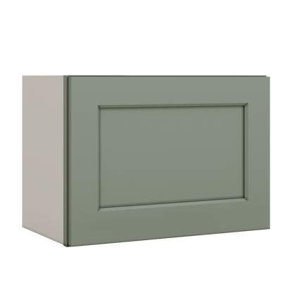 Stackable Wall Cabinet - Single Door 9", 12", 15", 18" & 21" Wide Green Shaker
