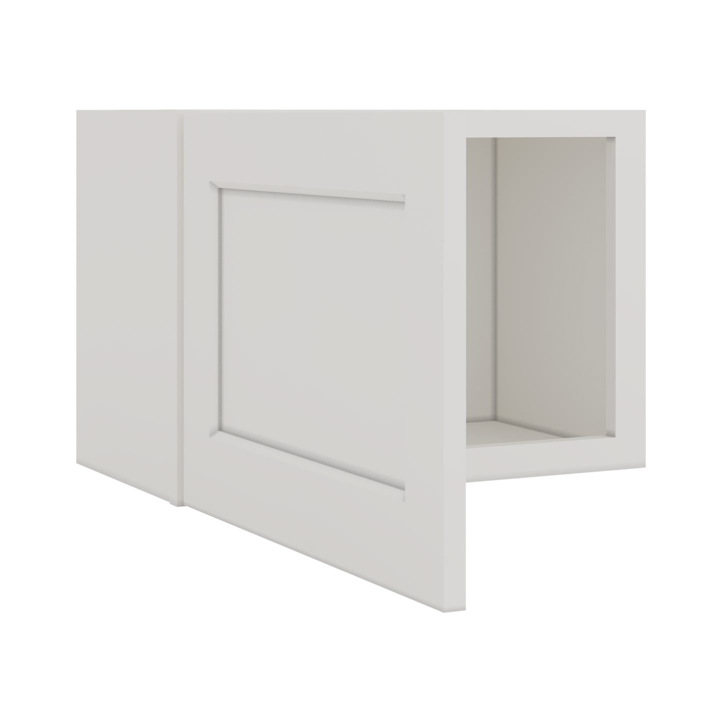 15" Tall 2WS White Shaker Stackable Wall Cabinet - Single Door 9", 12", 15", 18" & 21" Wide