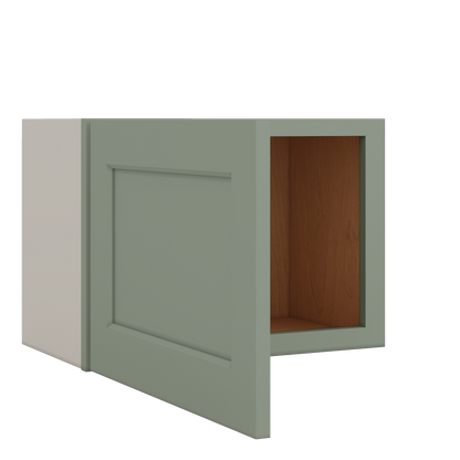 Stackable Wall Cabinet - Single Door 9", 12", 15", 18" & 21" Wide Green Shaker