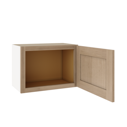 15" Tall x 12" Deep Stacker /  Upper Natural Color 17ROS - Redondo White Oak Shaker 1-1/4" Overlay Wall Cabinet