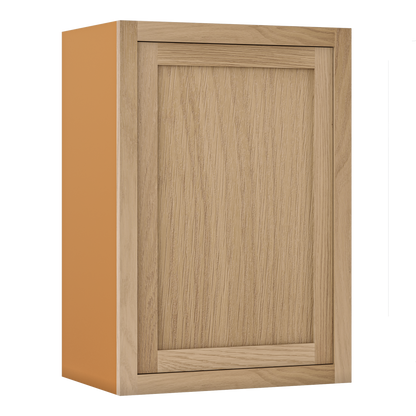 36" Tall White Oak Inset Shaker Wall Cabinet - Single Door 9", 12", 15", 18" & 21"