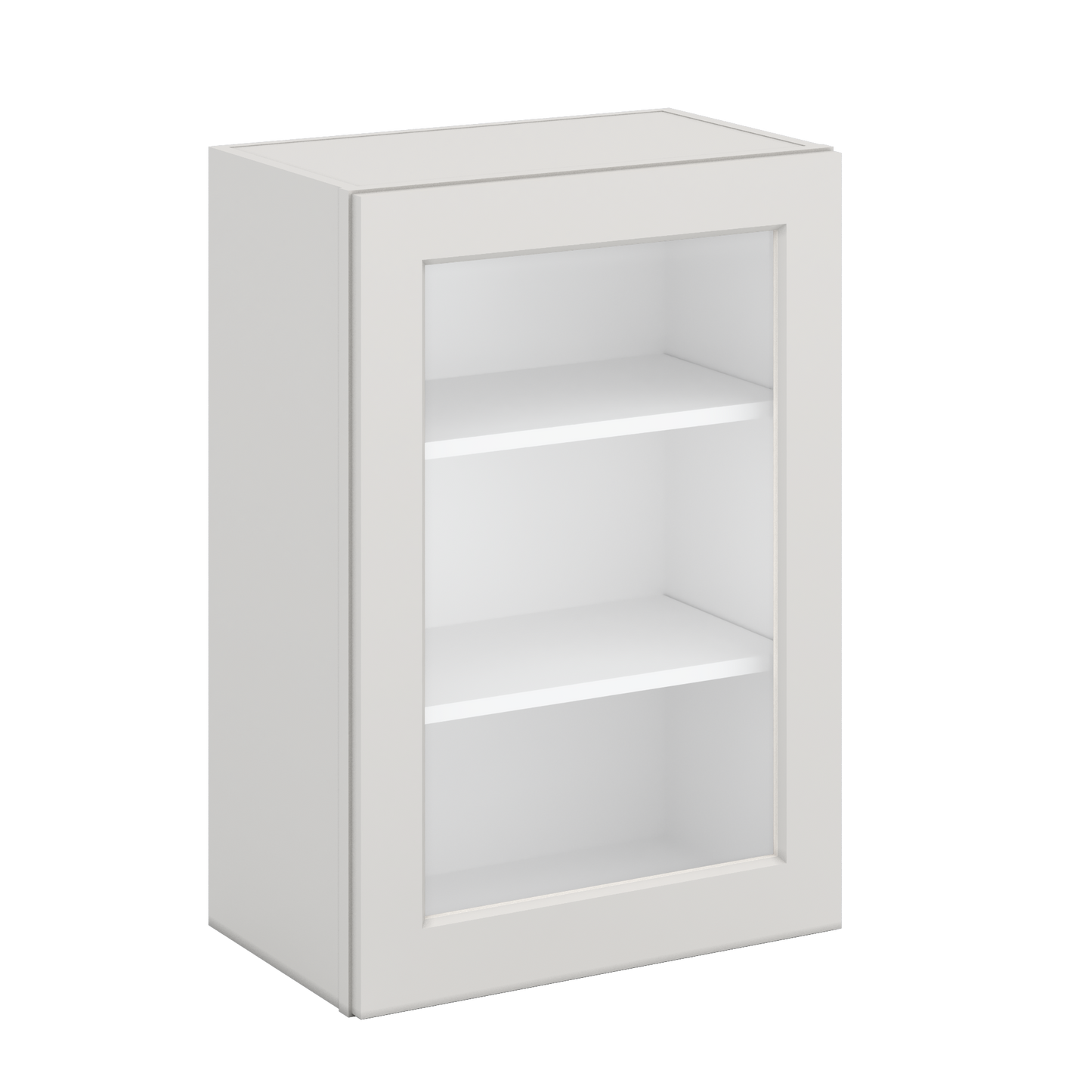 30" Tall 2WS White Shaker 1-1/4" Overlay  Glass Ready Wall Cabinet - Single Door 9", 12", 15", 18", 21" WIde