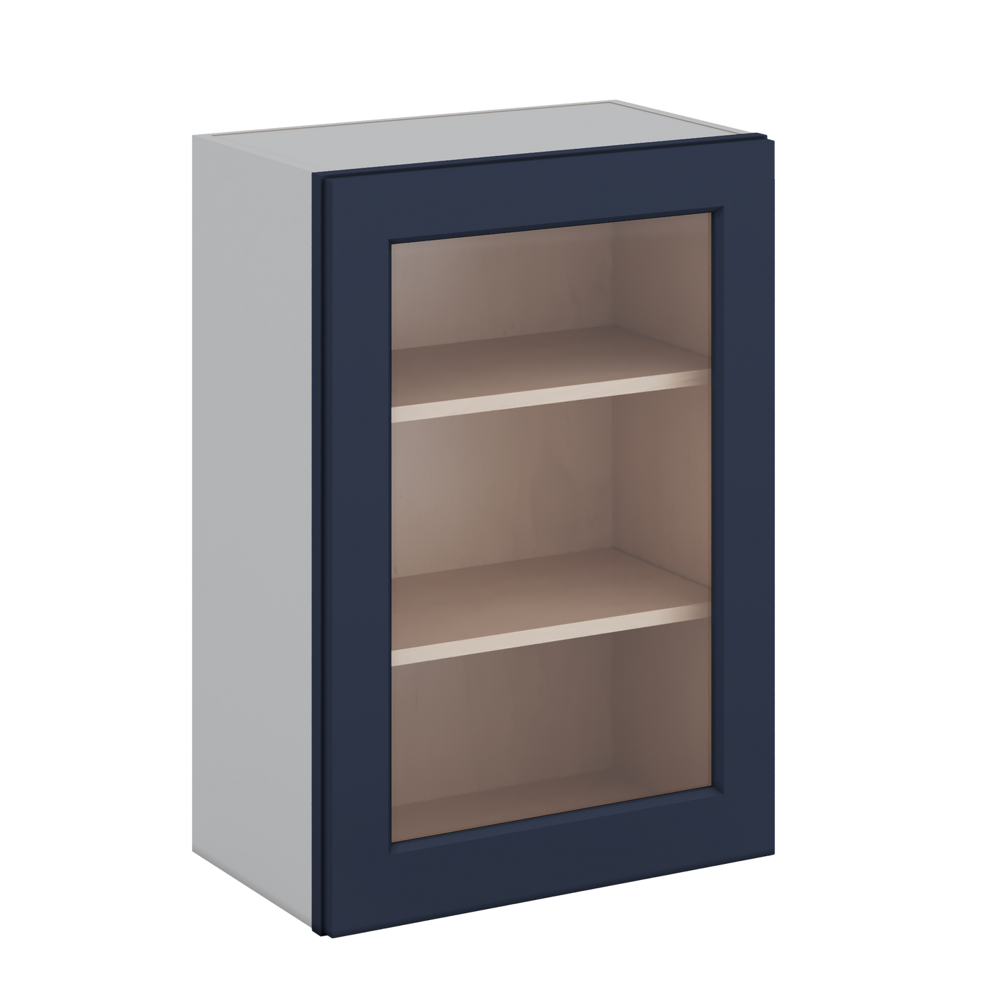 30" Tall NB29-Naval Blue Shaker 1-1/4" Overlay Glass Ready Wall Cabinet - Single Door 9", 12", 15", 18", 21" WIde