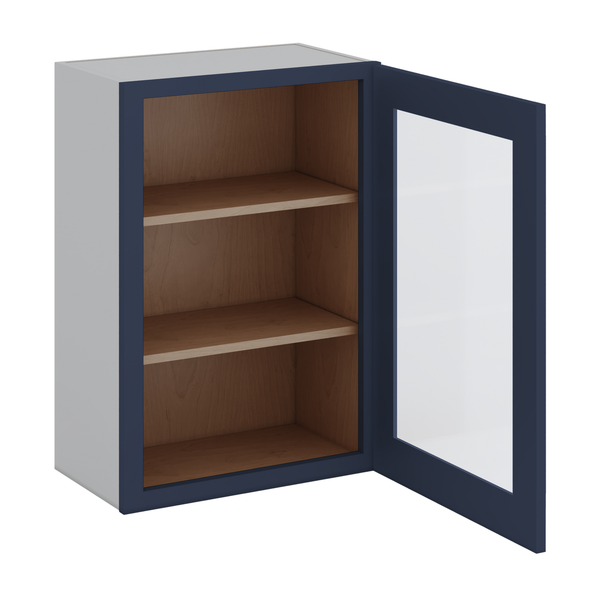 30" Tall NB29-Naval Blue Shaker 1-1/4" Overlay Glass Ready Wall Cabinet - Single Door 9", 12", 15", 18", 21" WIde