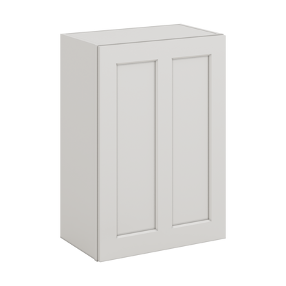 30" Tall 2WS White Shaker 1-1/4" Overlay Wall Cabinet - Single Door 9", 12", 15", 18", 21" WIde