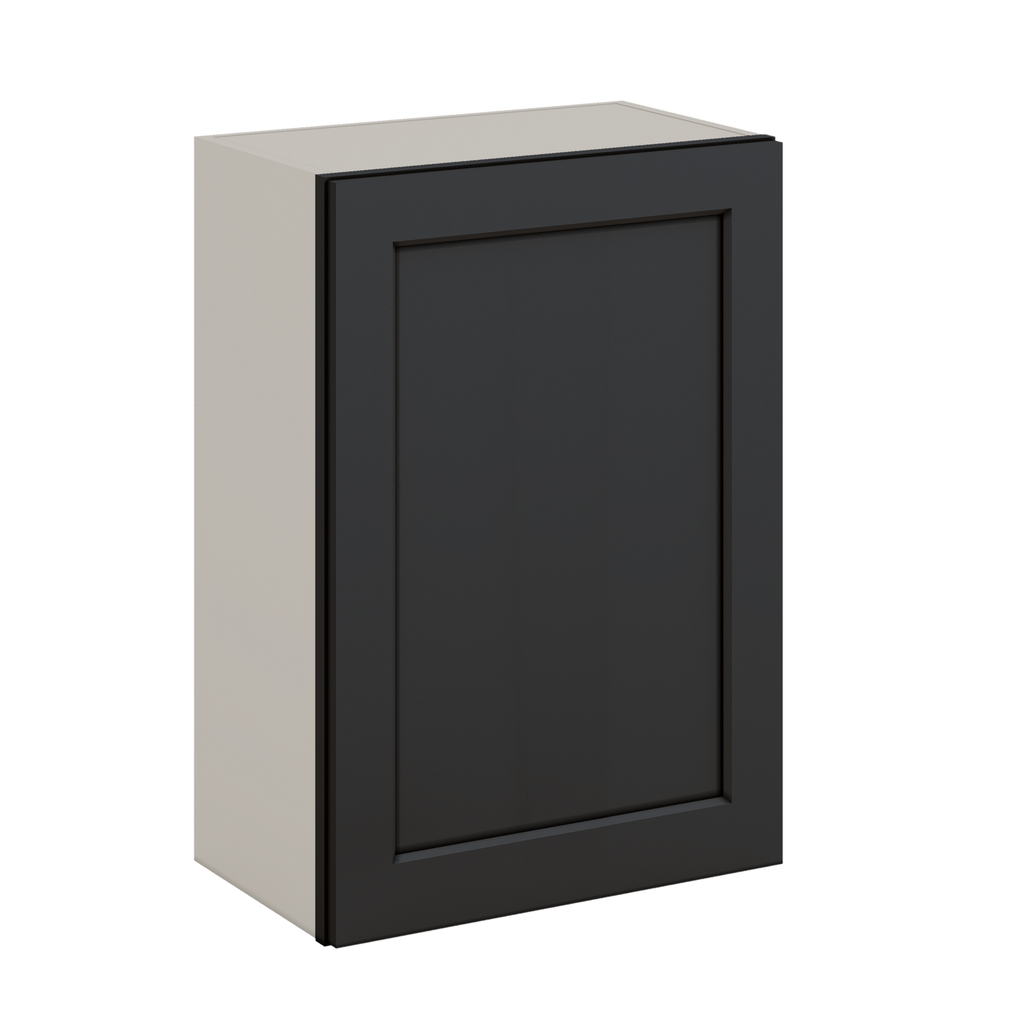 30" Tall 15HNS Hermosa Noir Black Shaker 1-1/4" Overlay Wall Cabinet - Single Door 9", 12", 15", 18", 21" WIde