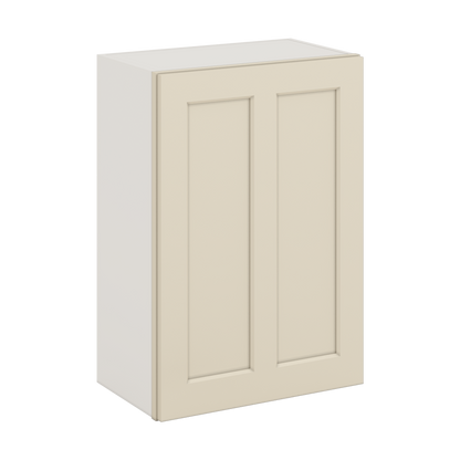 30" Tall Manhattan Cream Shaker 1-1/4" Overlay Wall Cabinet - Single Door 9", 12", 15", 18", 21" WIde
