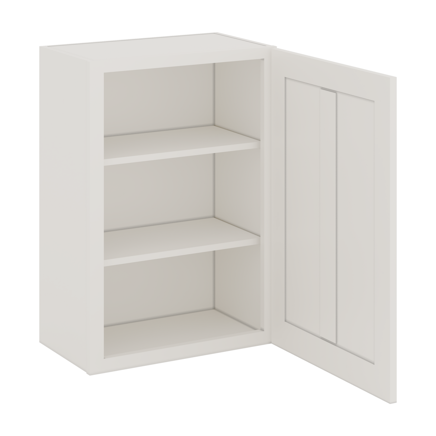 30" Tall 2WS White Shaker 1-1/4" Overlay Wall Cabinet - Single Door 9", 12", 15", 18", 21" WIde