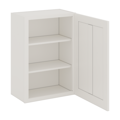 30" Tall 2WS White Shaker 1-1/4" Overlay Wall Cabinet - Single Door 9", 12", 15", 18", 21" WIde