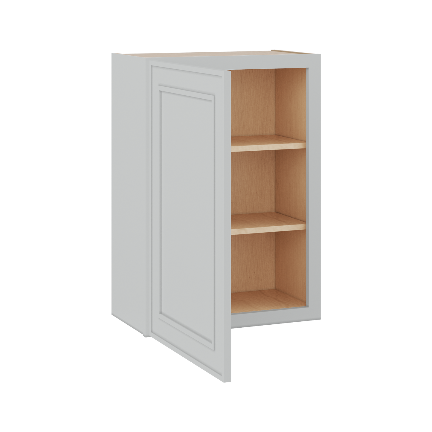 30" Tall Single Door 9", 12", 15", 18" & 21" Wall Cabinet White Elegant Oak Craftsman Shaker 1-1/4" Overlay Shaker