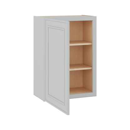30" Tall Single Door 9", 12", 15", 18" & 21" Wall Cabinet White Elegant Oak Craftsman Shaker 1-1/4" Overlay Shaker