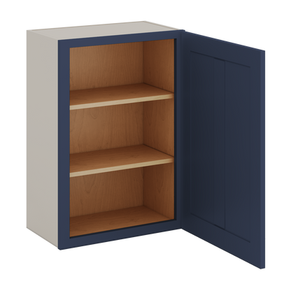 30" Tall NB29- Naval Blue Shaker 1-1/4" Overlay Wall Cabinet - Single Door 9", 12", 15", 18", 21" WIde