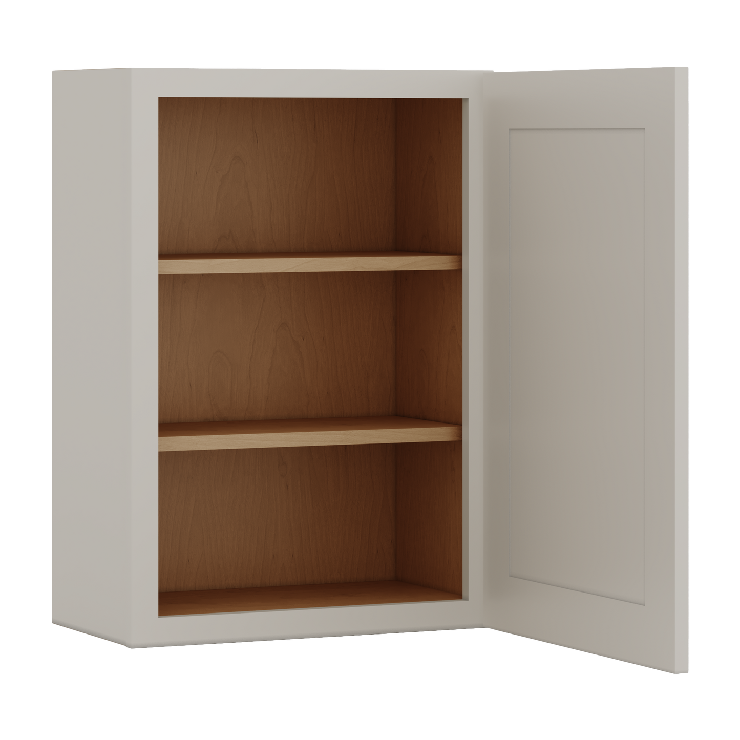 30" Tall 27LGDS Laguna Gray Double Shaker Wall Cabinet - Single Door 9", 12", 15", 18", 21" WIde