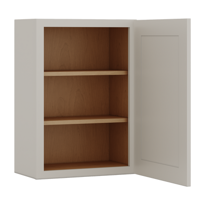 30" Tall 27LGDS Laguna Gray Double Shaker Wall Cabinet - Single Door 9", 12", 15", 18", 21" WIde
