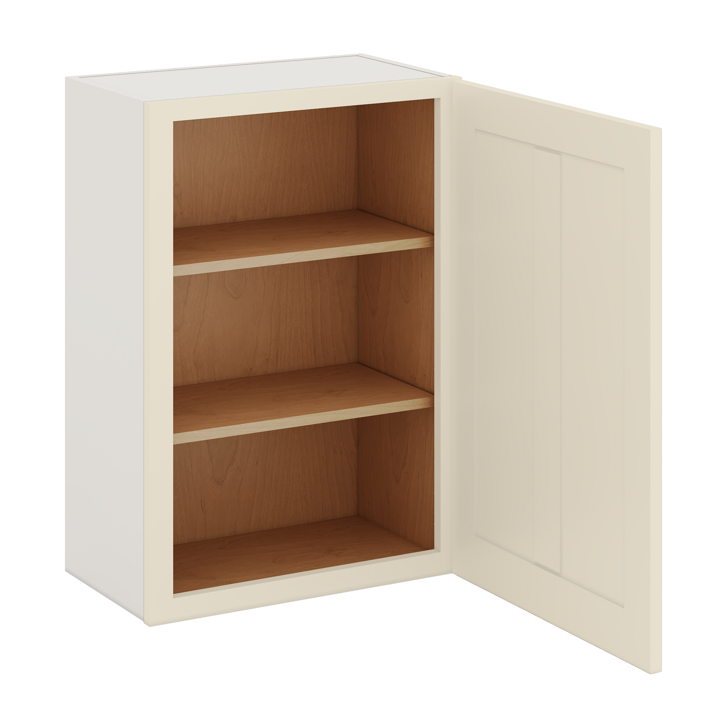 30" Tall Manhattan Cream Shaker 1-1/4" Overlay Wall Cabinet - Single Door 9", 12", 15", 18", 21" WIde
