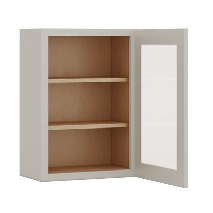 30" Tall 27LGDS Laguna Gray Double Shaker Glass Ready Wall Cabinet - Single Door 9", 12", 15", 18", 21" WIde