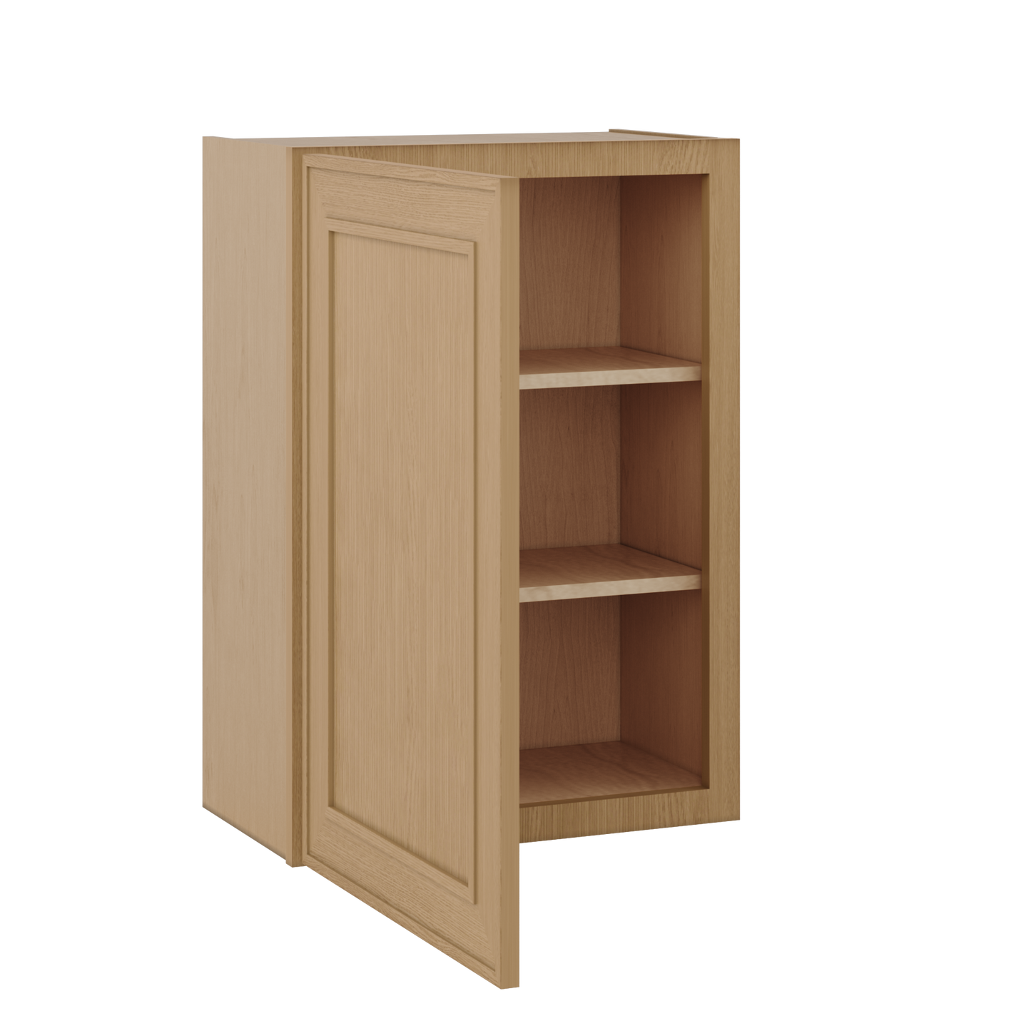 30" Tall Single Door 9", 12", 15", 18" & 21" Wall Cabinet Elegant Oak Craftsman Shaker 1-1/4" Overlay Shaker