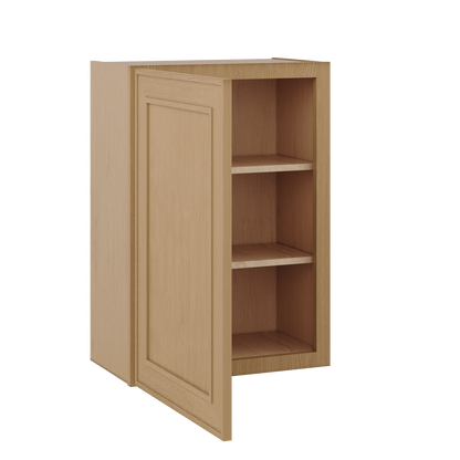 30" Tall Single Door 9", 12", 15", 18" & 21" Wall Cabinet Elegant Oak Craftsman Shaker 1-1/4" Overlay Shaker