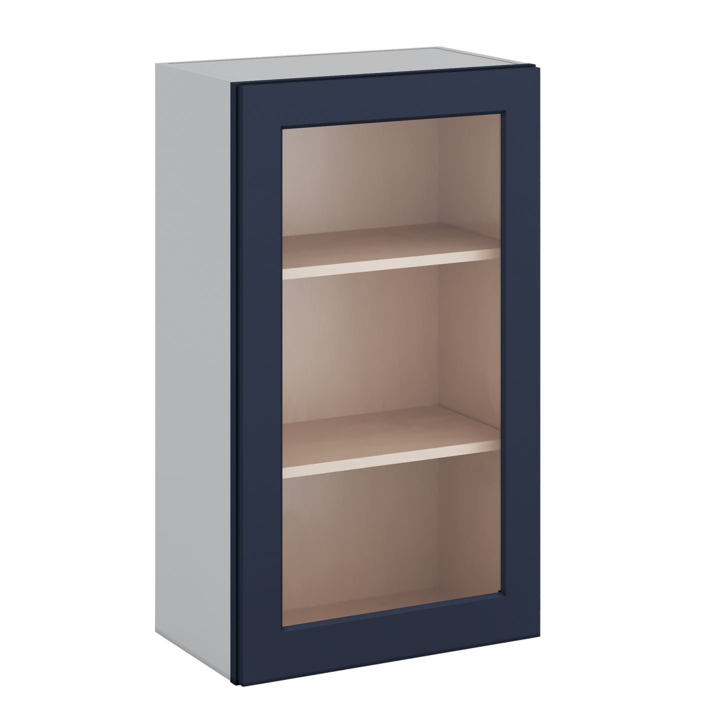 36" Tall NB29 Naval Blue Shaker 1-1/4" Overlay Glass Ready Wall Cabinet - Single Door 9", 12", 15", 18", 21"