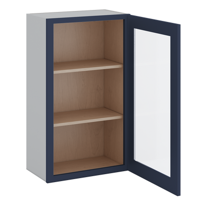36" Tall NB29 Naval Blue Shaker 1-1/4" Overlay Glass Ready Wall Cabinet - Single Door 9", 12", 15", 18", 21"