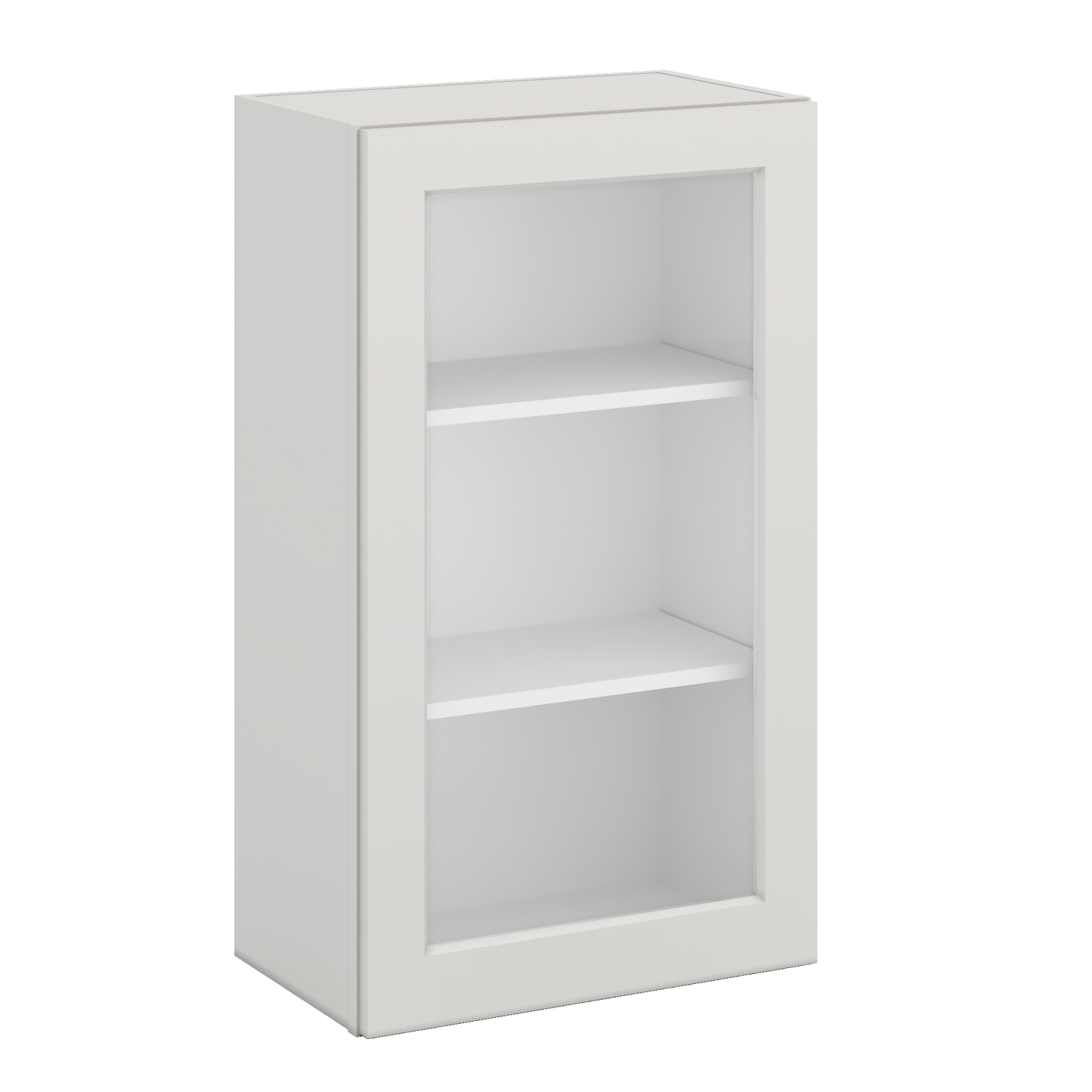 36" Tall 2WS White Shaker 1-1/4" Overlay Glass Ready Wall Cabinet - Single Door 9", 12", 15", 18", 21"