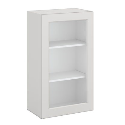 36" Tall 2WS White Shaker 1-1/4" Overlay Glass Ready Wall Cabinet - Single Door 9", 12", 15", 18", 21"