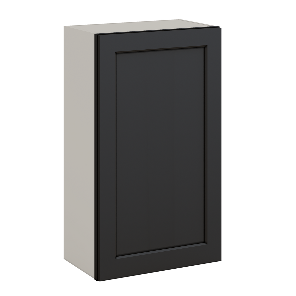 36" Tall 15HNS Hermosa Noir Black Shaker 1-1/4" Overlay Wall Cabinet - Single Door 9", 12", 15", 18", 21"