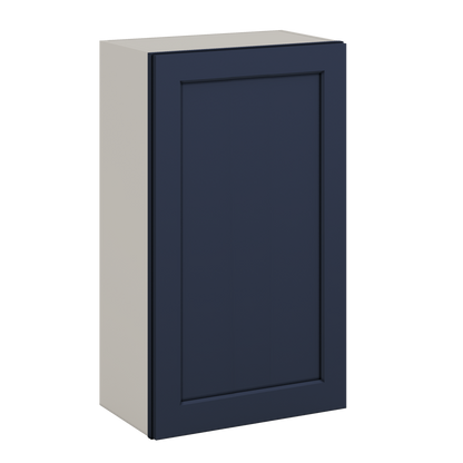 36" Tall NB29 Naval Blue Shaker 1-1/4" Overlay Wall Cabinet - Single Door 9", 12", 15", 18", 21"