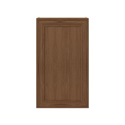 36" Tall Single Door 9", 12", 15", 18" & 21" Mocha Elegant Oak 1-1/4" Overlay Shaker Wall Cabinet