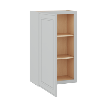 36" Tall Single Door 9", 12", 15", 18" & 21" White Elegant Oak 1-1/4" Overlay Shaker Wall Cabinet